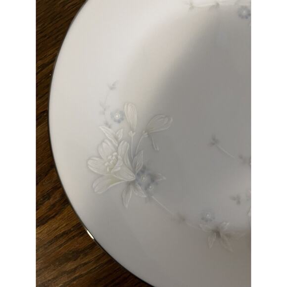 (4) Noritake 3132 Cache Pot Salad Plates Pale Pastel Florals Platinum Trim RARE - Picture 5 of 6